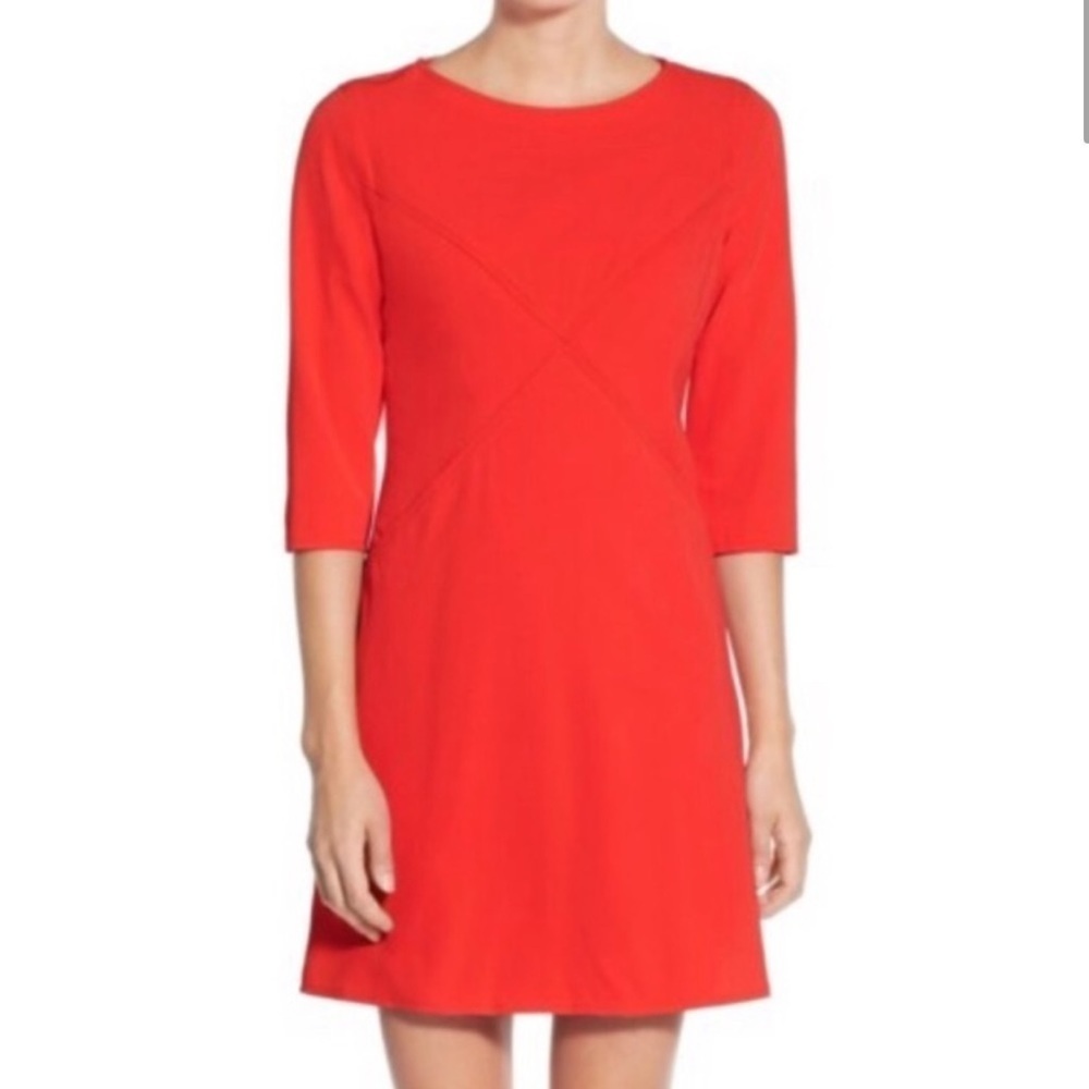 Eliza J Crisscross Seam Stretch Crepe A-Line Dress